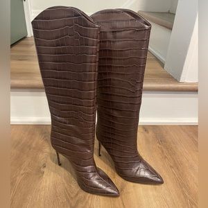 Schutz Maryana Crocodile-embossed leather boot